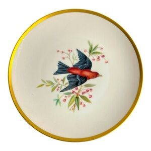 Vintage Bavarian Bird Motif Bone China Salad/Dessert Plate